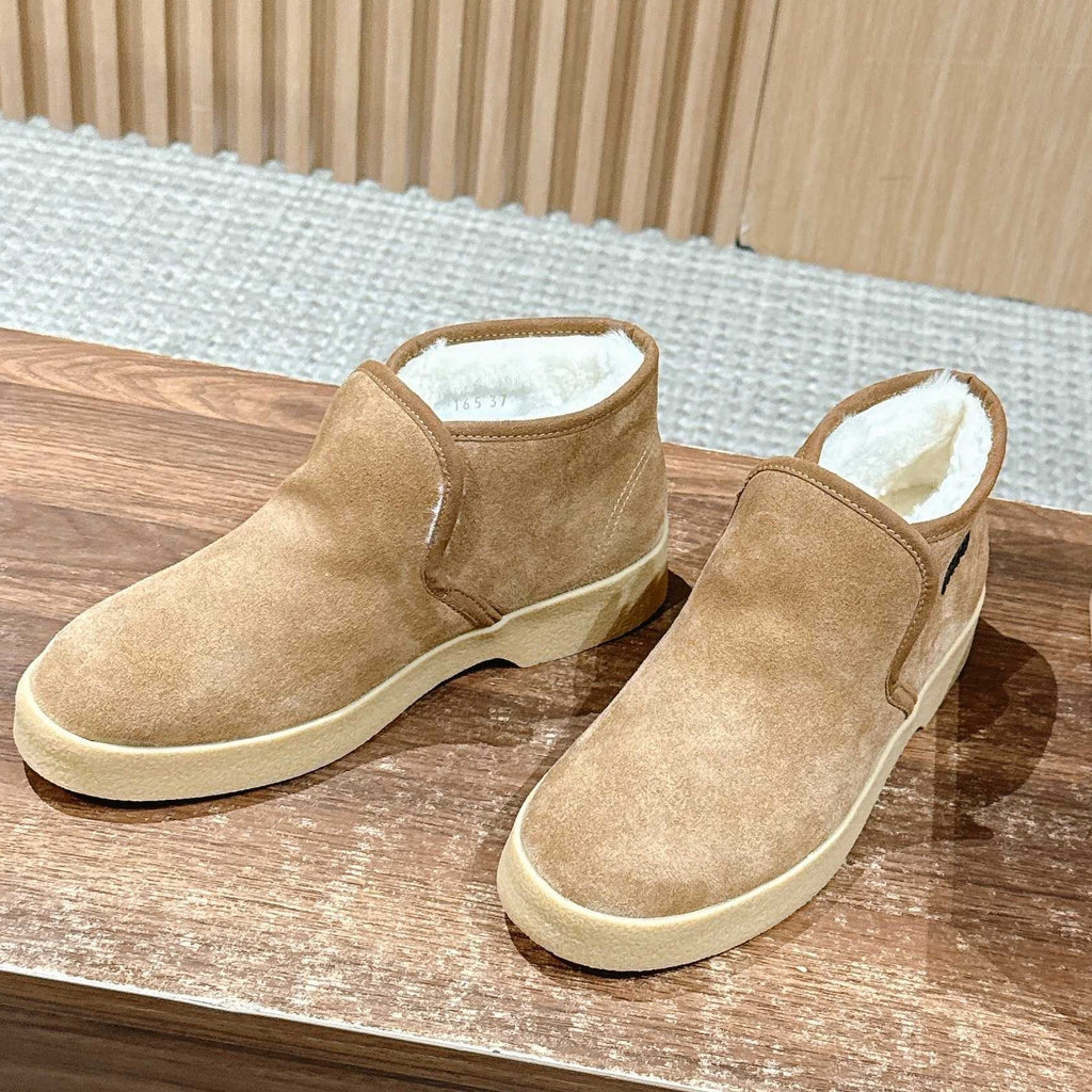 Miumiu 25 Slip-on Boot Light Brown Mix White Suede Wool 553706