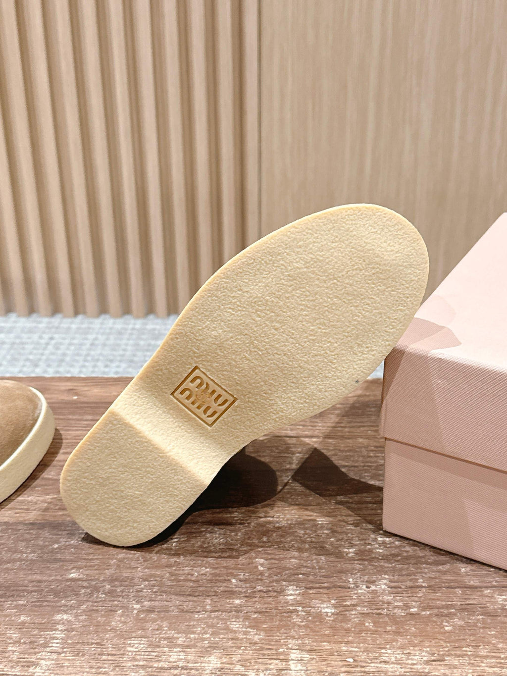 Miumiu 25 Slip-on Boot Light Brown Mix White Suede Wool 553706