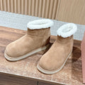 Miumiu 25 Boot Light Brown Mix White Suede Wool 553709