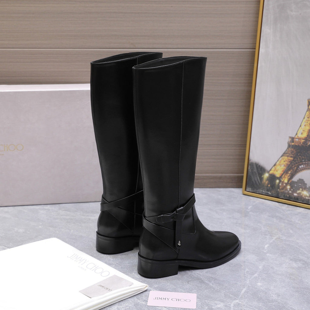 Jimmy Lawton Knee Boots Black Leather 547645