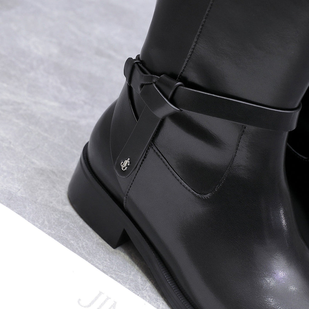 Jimmy Lawton Knee Boots Black Leather 547645