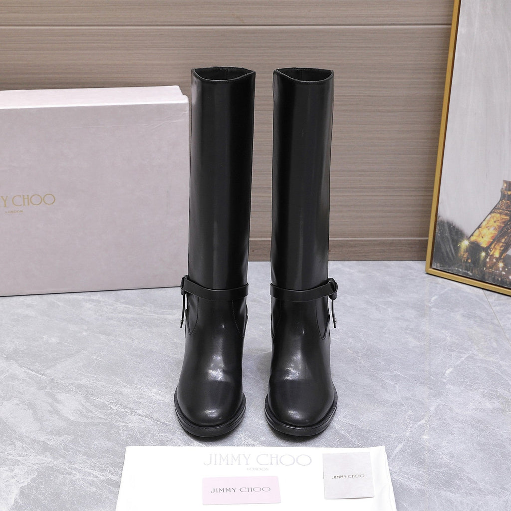 Jimmy Lawton Knee Boots Black Leather 547645