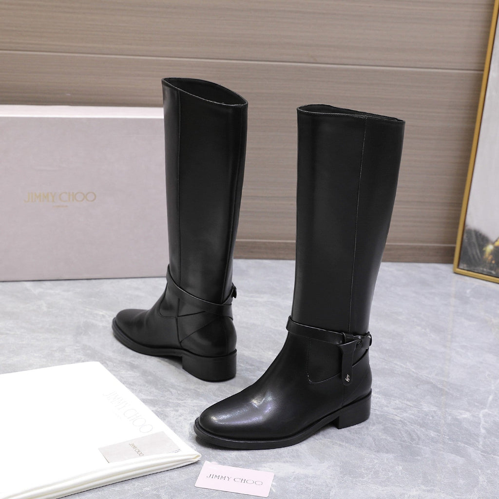 Jimmy Lawton Knee Boots Black Leather 547645