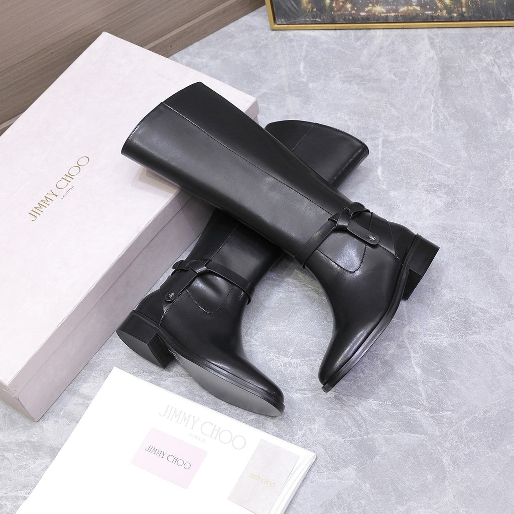 Jimmy Lawton Knee Boots Black Leather 547645