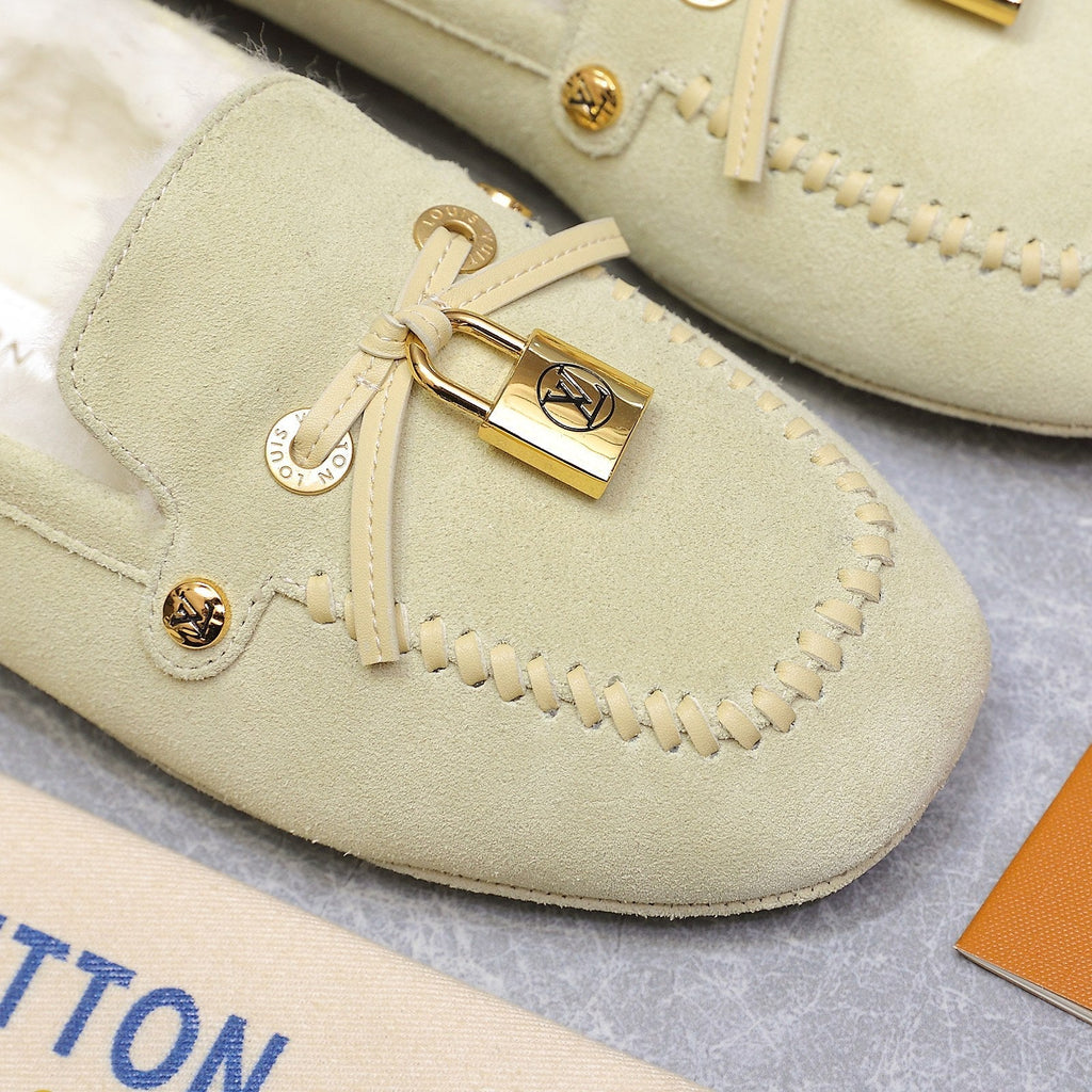 LV Flore Car Shoe Light Sand Suede Wool 547248