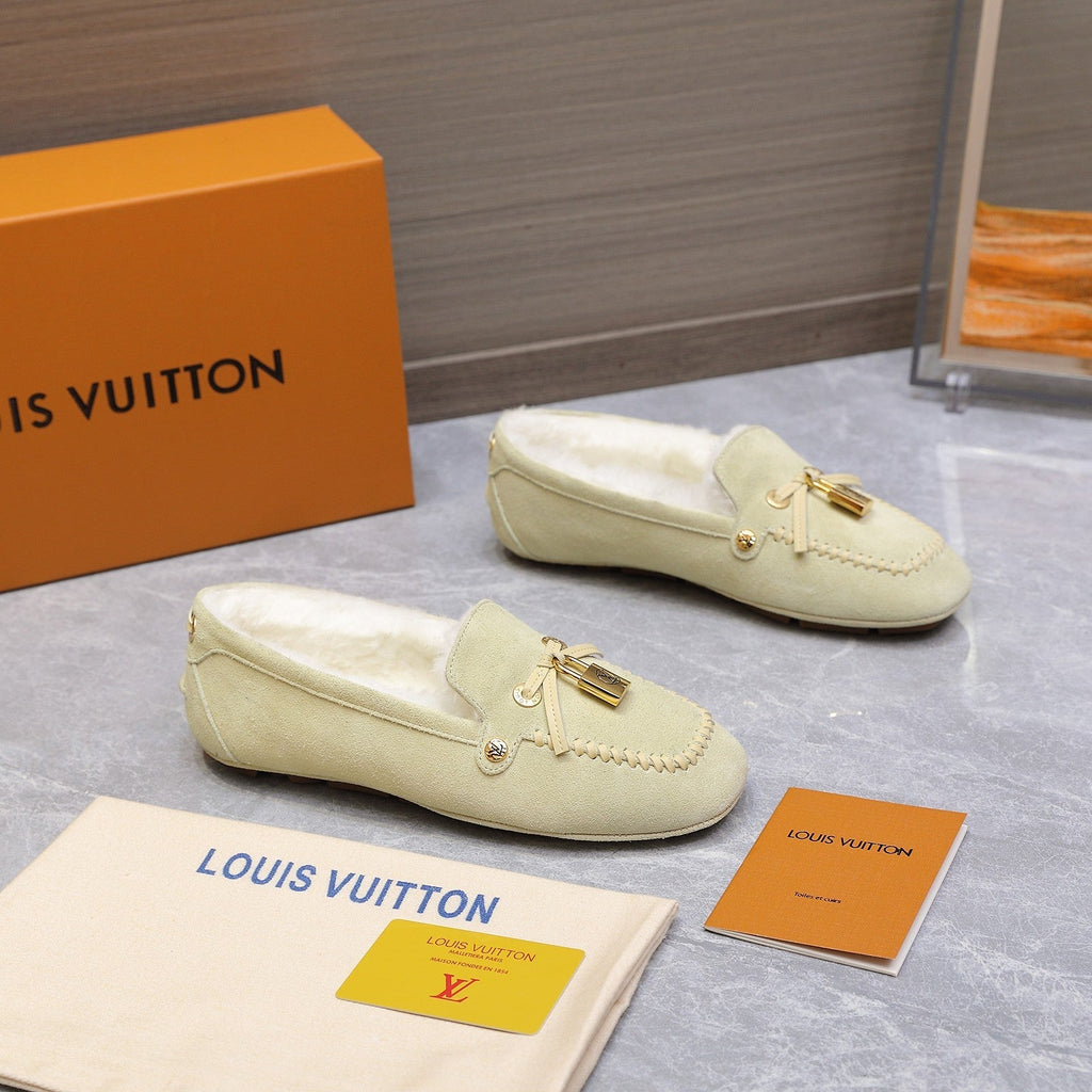 LV Flore Car Shoe Light Sand Suede Wool 547248
