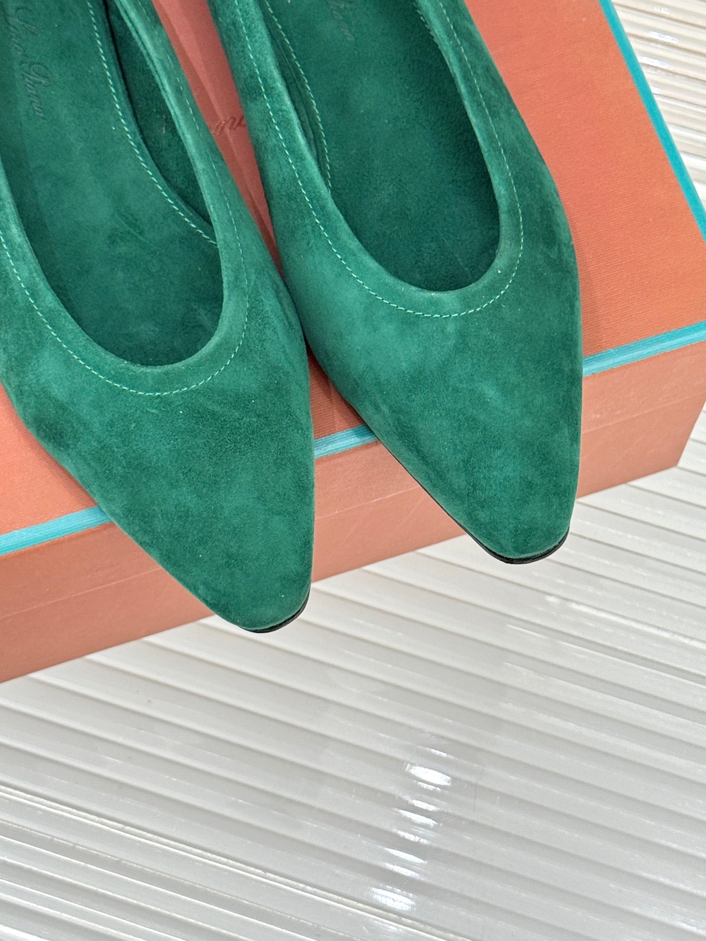LP Primula Ballet Flat Teal Green Suede 570691