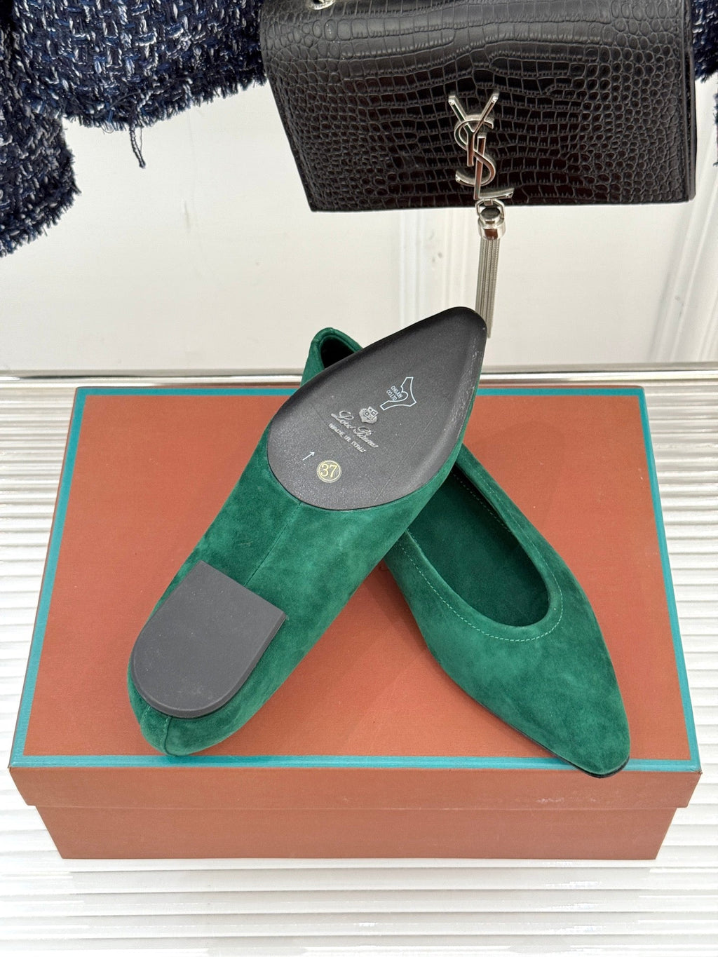 LP Primula Ballet Flat Teal Green Suede 570691