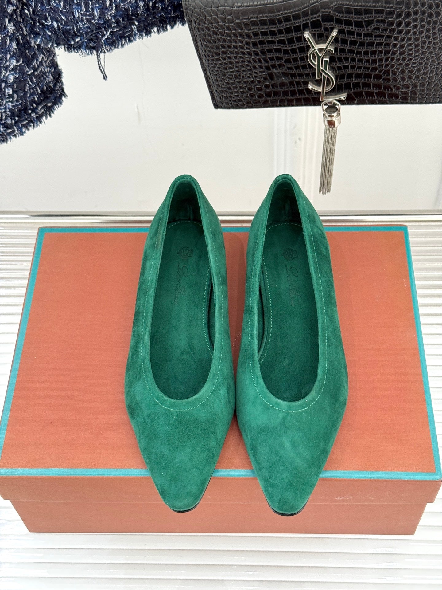 LP Primula Ballet Flat Teal Green Suede 570691