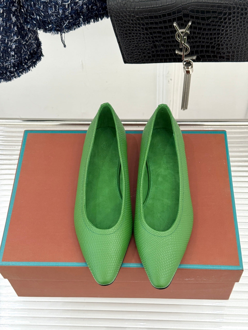 LP Primula Ballet Flat Green Leather 570696