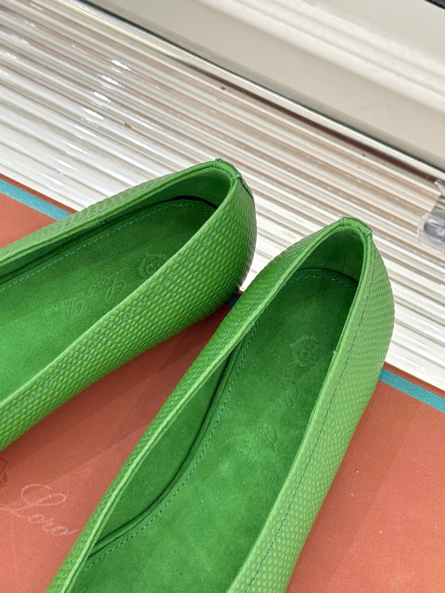LP Primula Ballet Flat Green Leather 570696