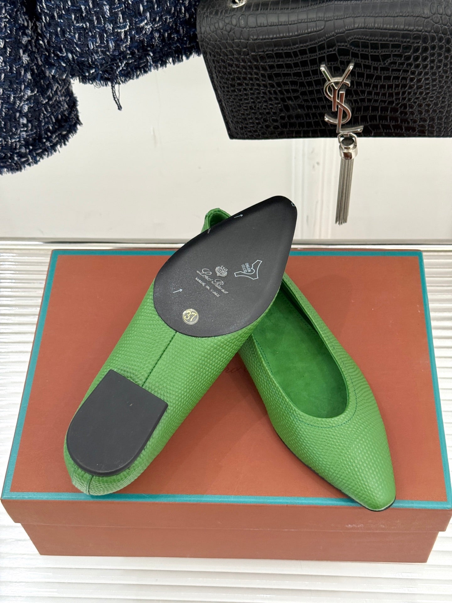 LP Primula Ballet Flat Green Leather 570696