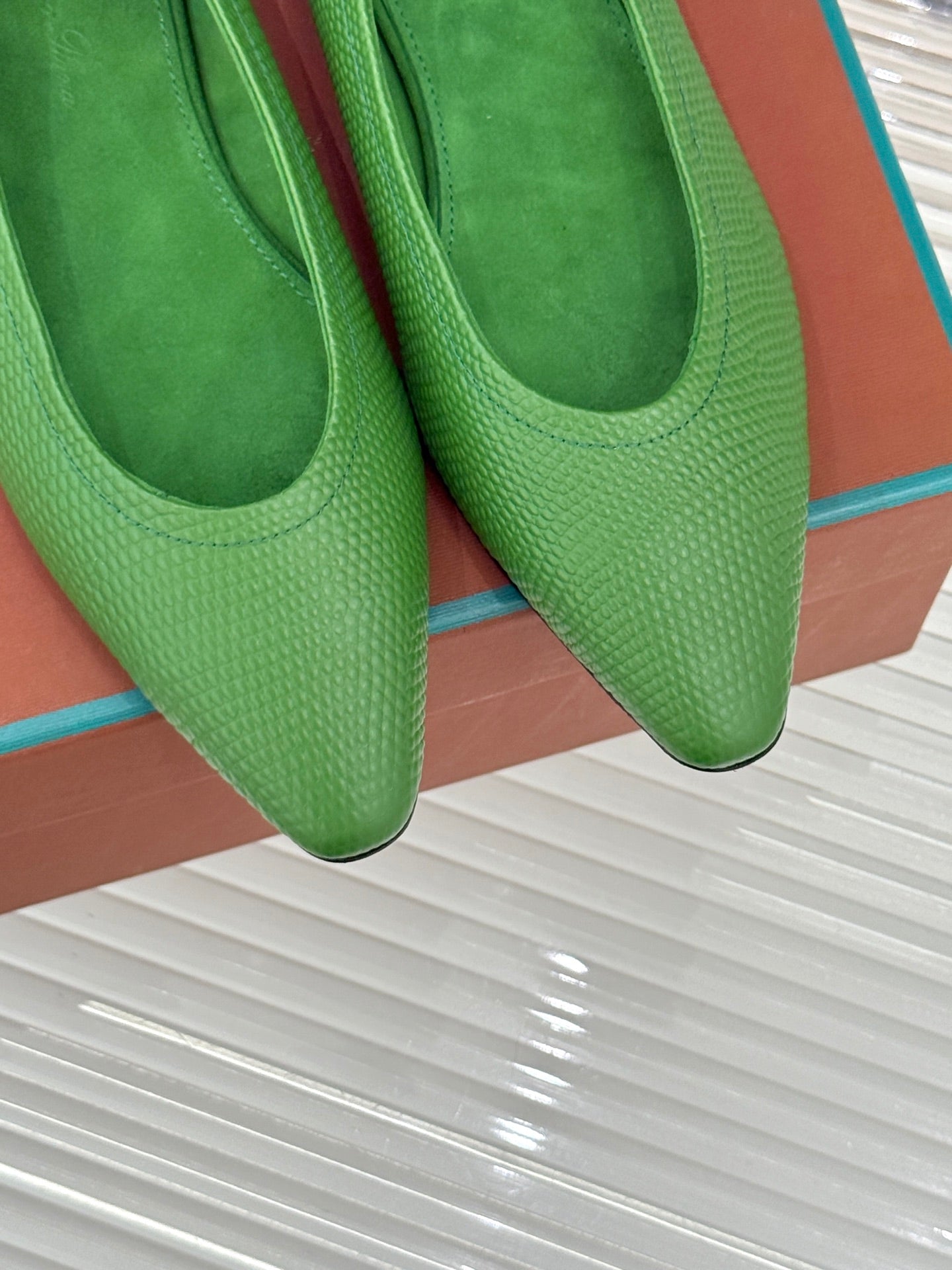 LP Primula Ballet Flat Green Leather 570696