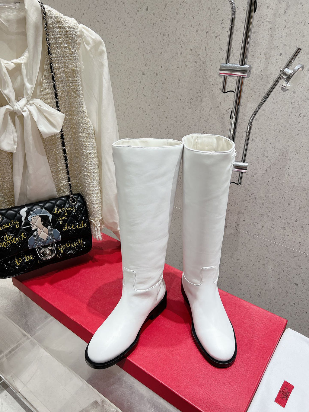 Valentino 2025 Garavani VLogo Boot White Calfskin 554160