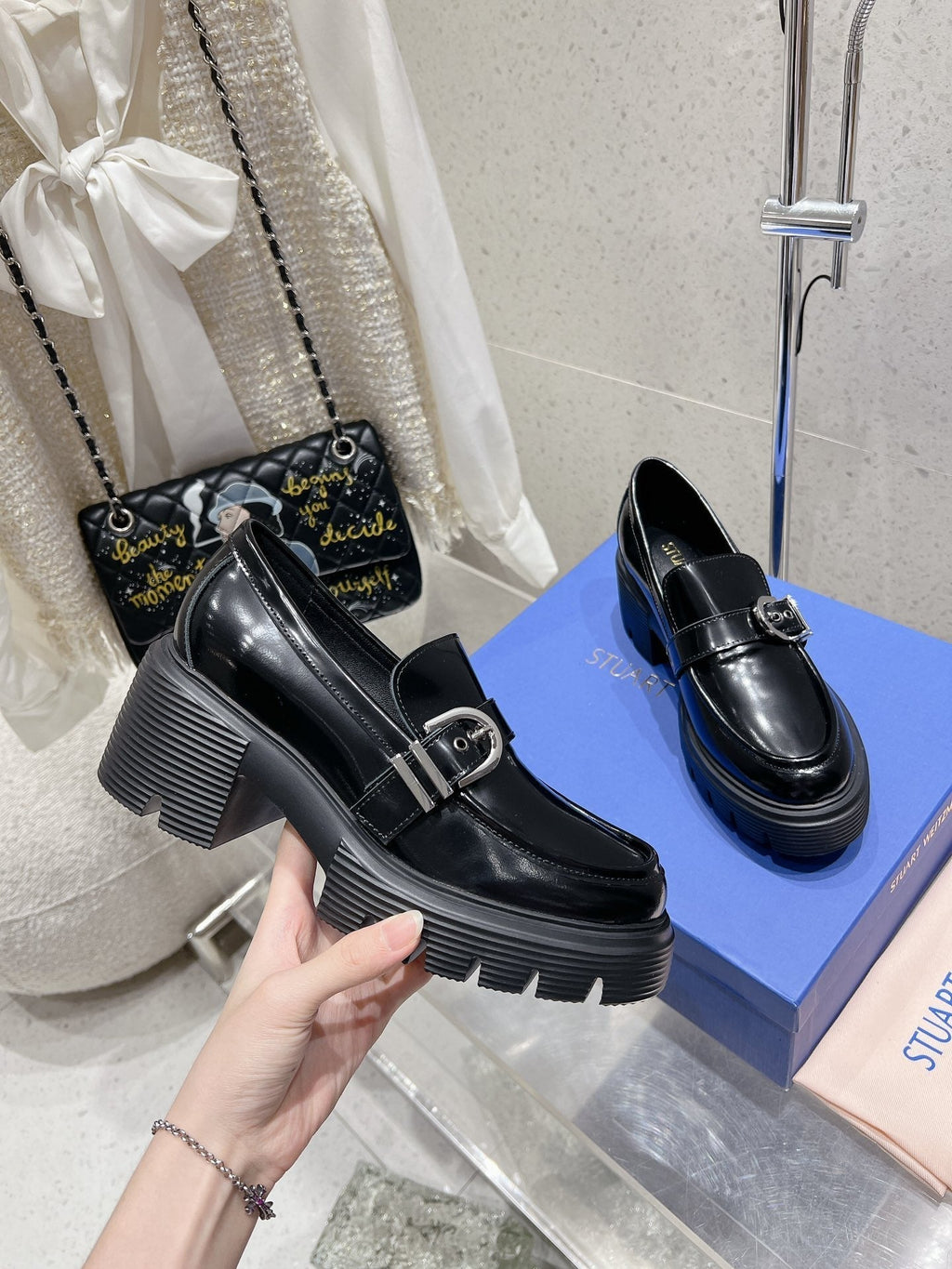 SW Soho Loafers With Buckle Black Patent Leather 554366