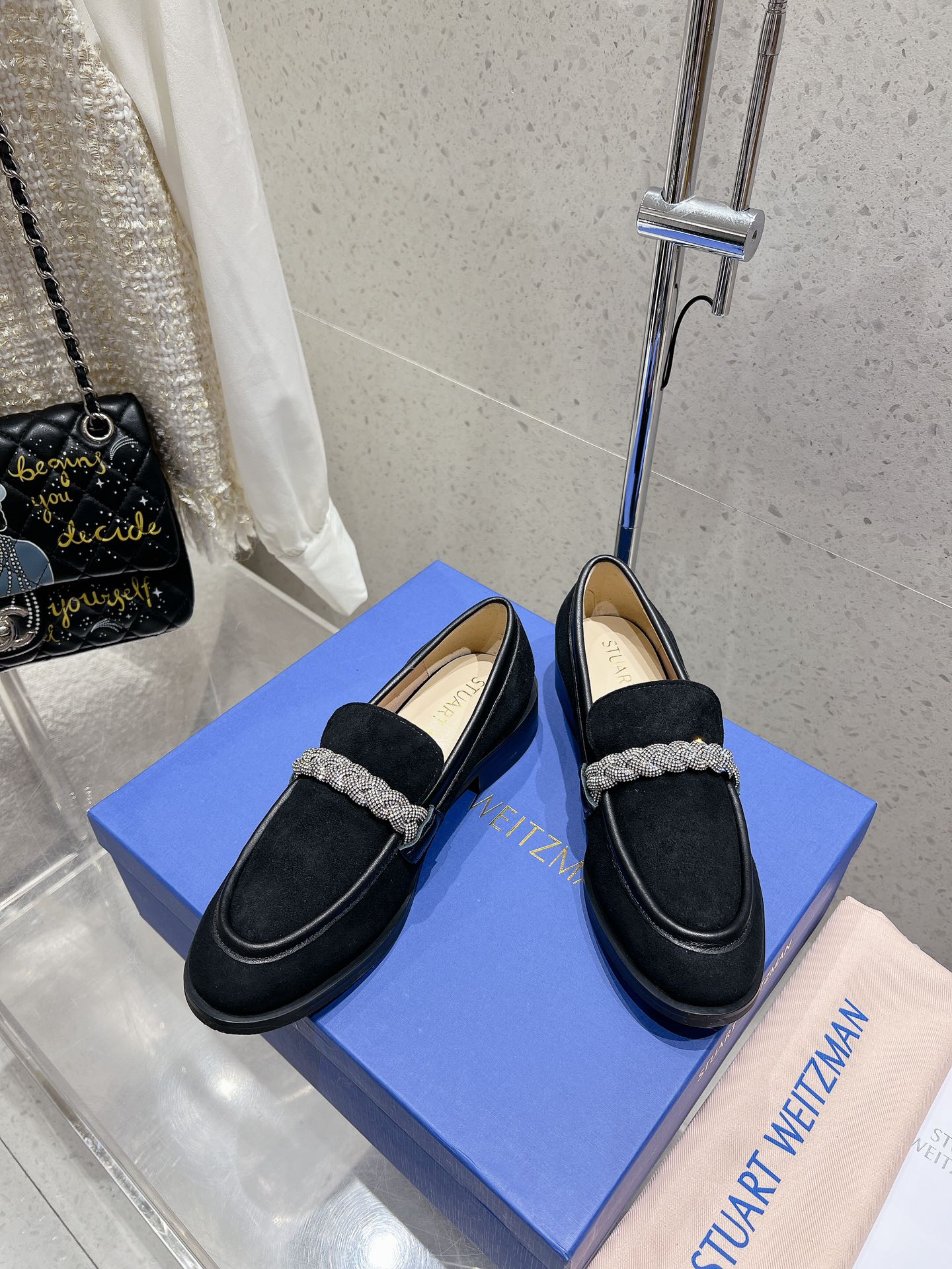 SW Palmer Highshine Loafer With Crystal Black Suede 554368