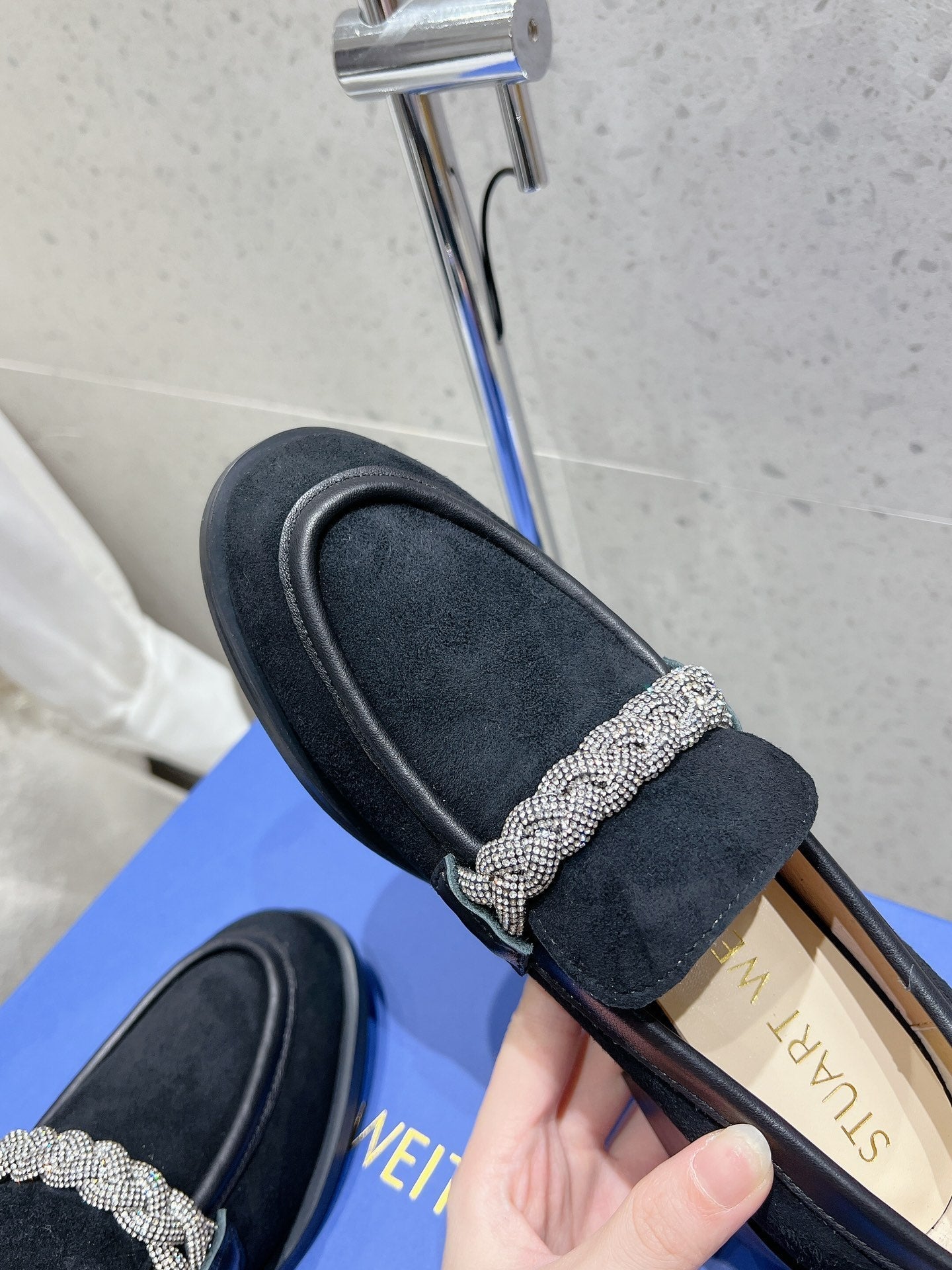 SW Palmer Highshine Loafer With Crystal Black Suede 554368