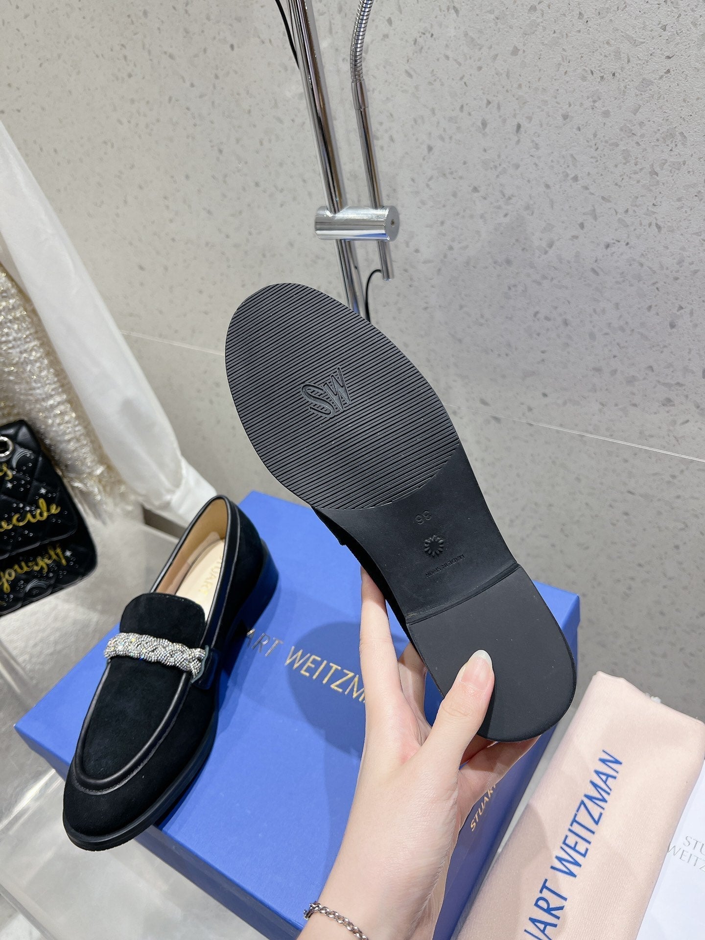 SW Palmer Highshine Loafer With Crystal Black Suede 554368