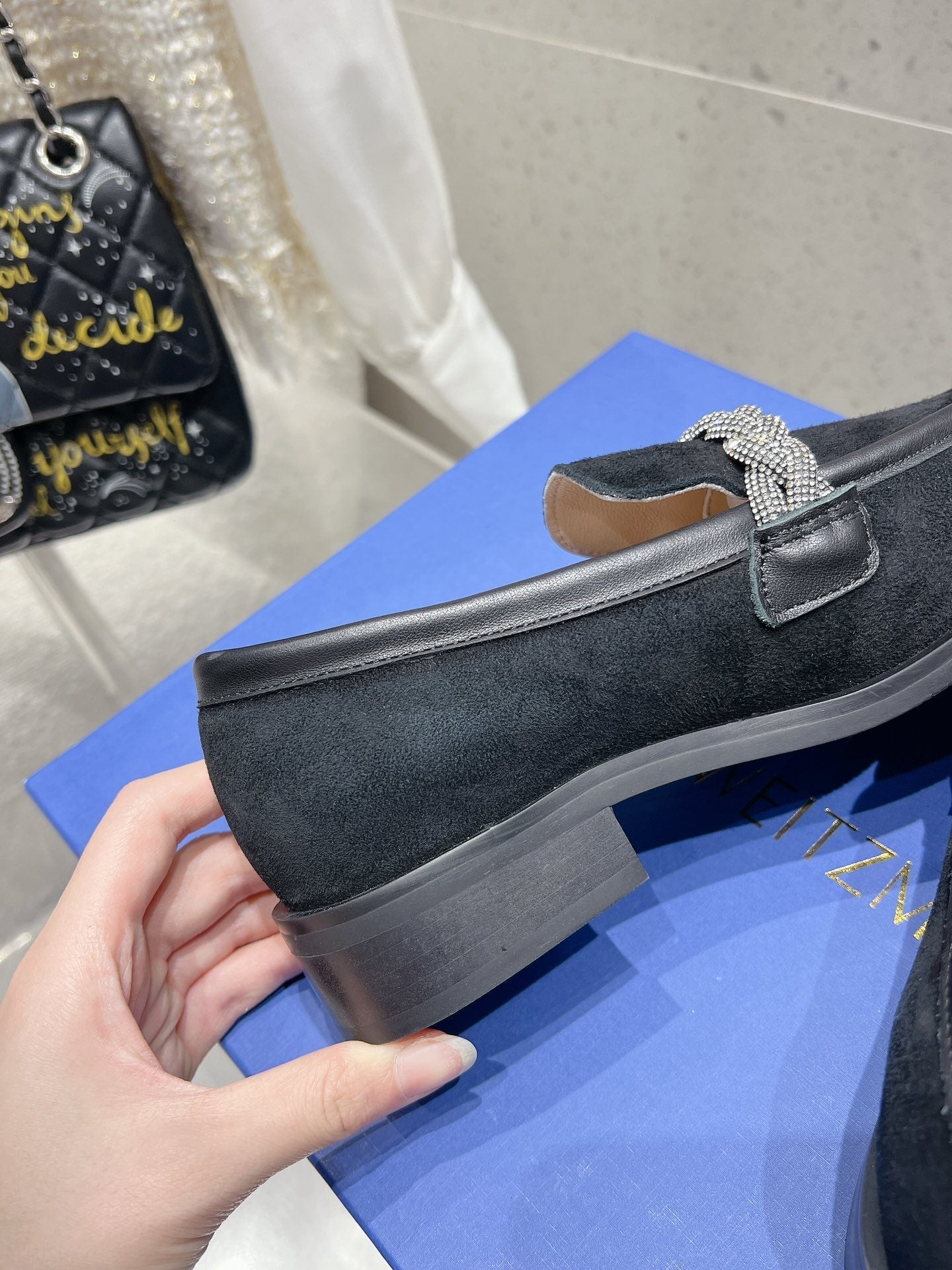 SW Palmer Highshine Loafer With Crystal Black Suede 554368