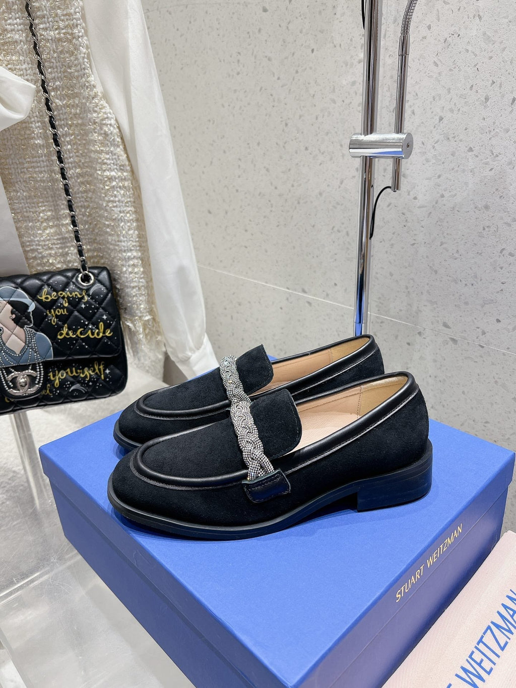 SW Palmer Highshine Loafer With Crystal Black Suede 554368