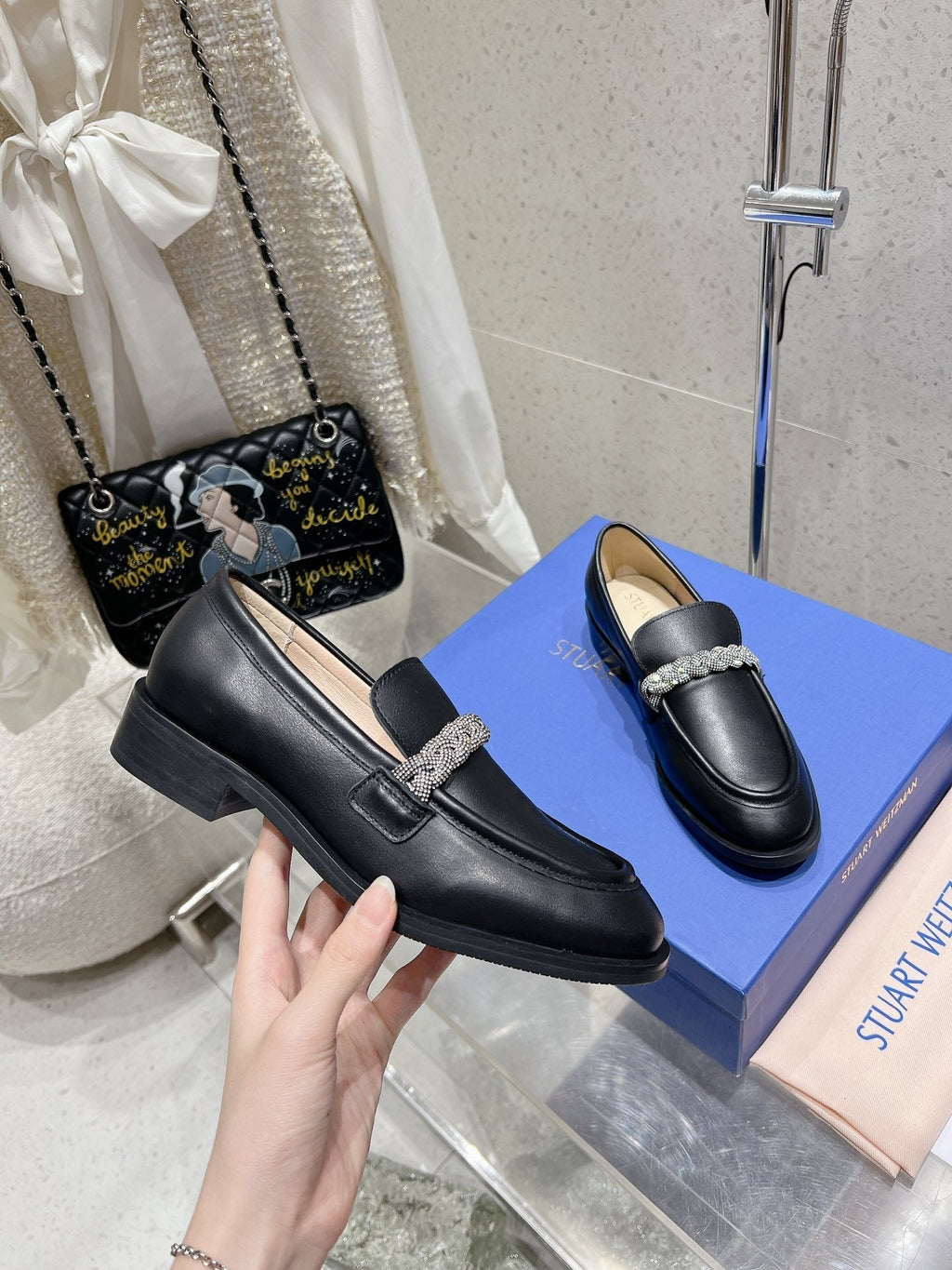 SW Palmer Highshine Loafer With Crystal Black Leather 554369