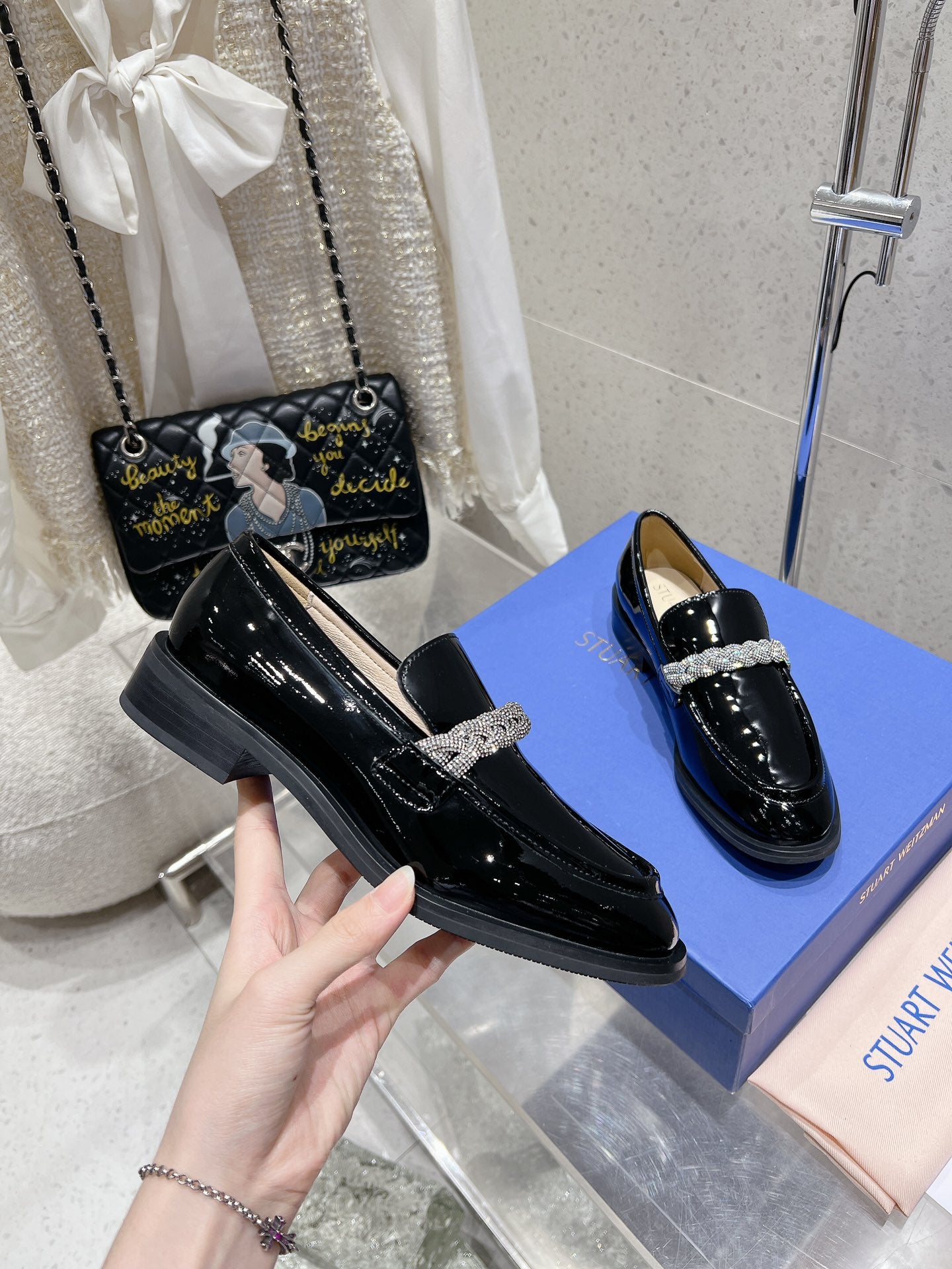 SW Palmer Highshine Loafer With Crystal Black Patent Leather 554370