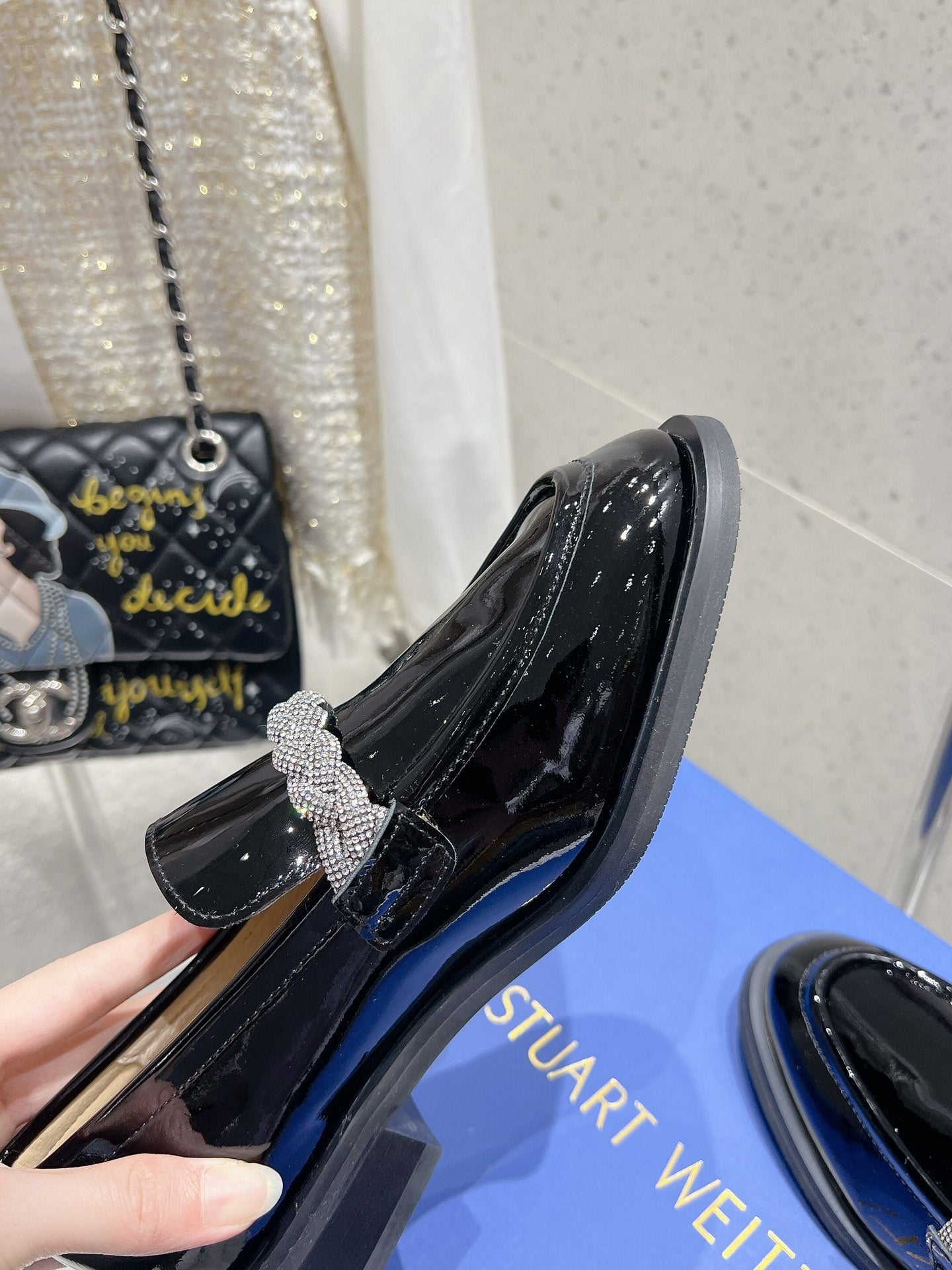 SW Palmer Highshine Loafer With Crystal Black Patent Leather 554370