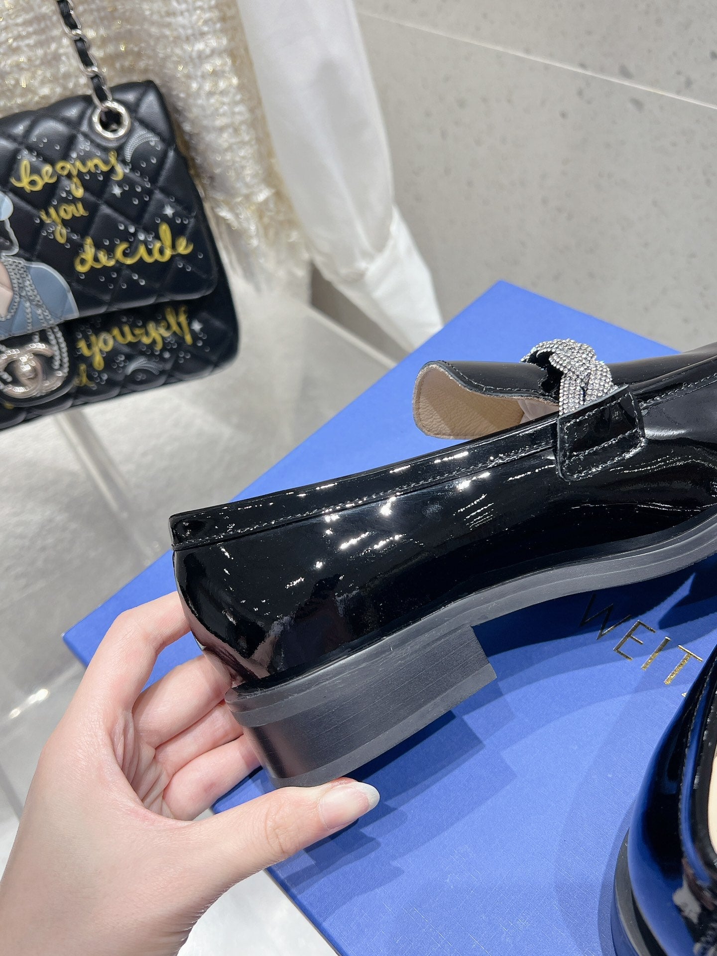 SW Palmer Highshine Loafer With Crystal Black Patent Leather 554370