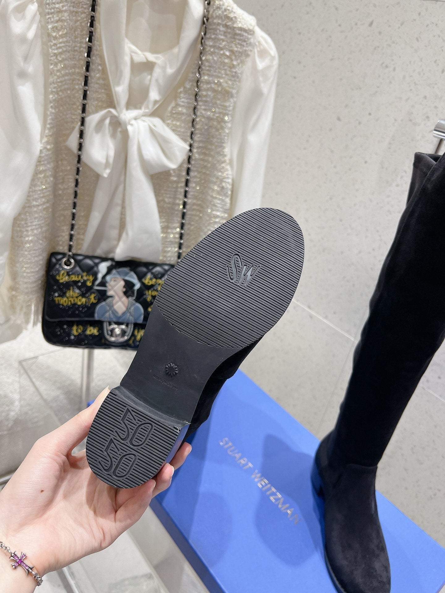 SW Soho Knee-High Boot Black Suede & Nucbuck Leather 554355