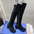 SW Soho Knee-High Boot Black Suede & Nucbuck Leather 554355