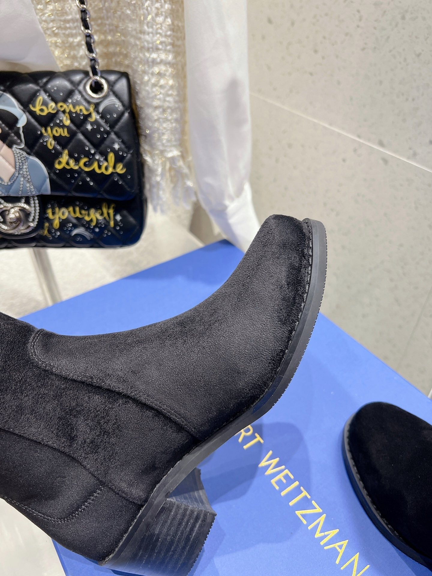 SW Soho Knee-High Boot Black Suede & Nucbuck Leather 554355