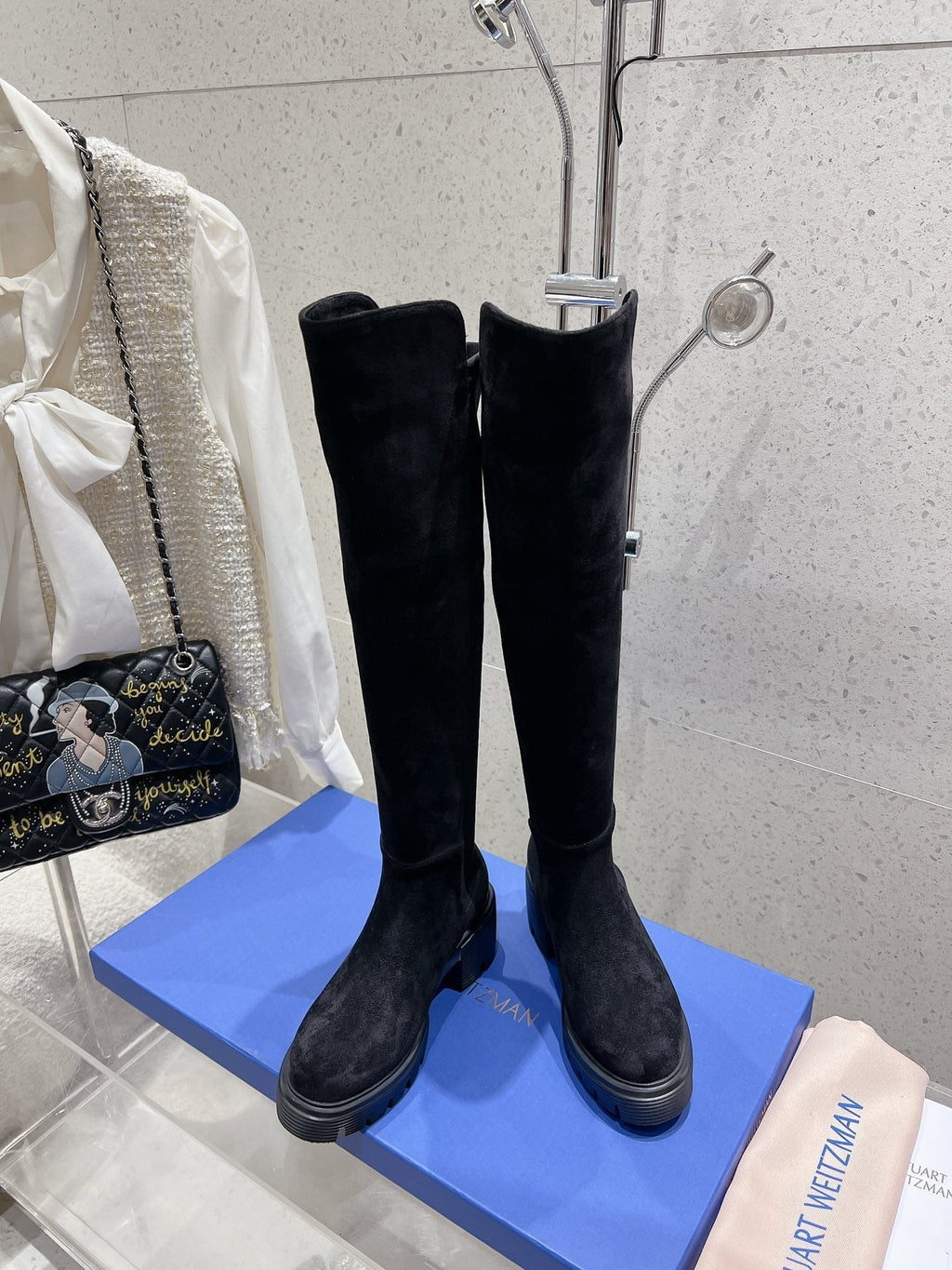 SW Soho Knee-High Boot Black Suede 554357