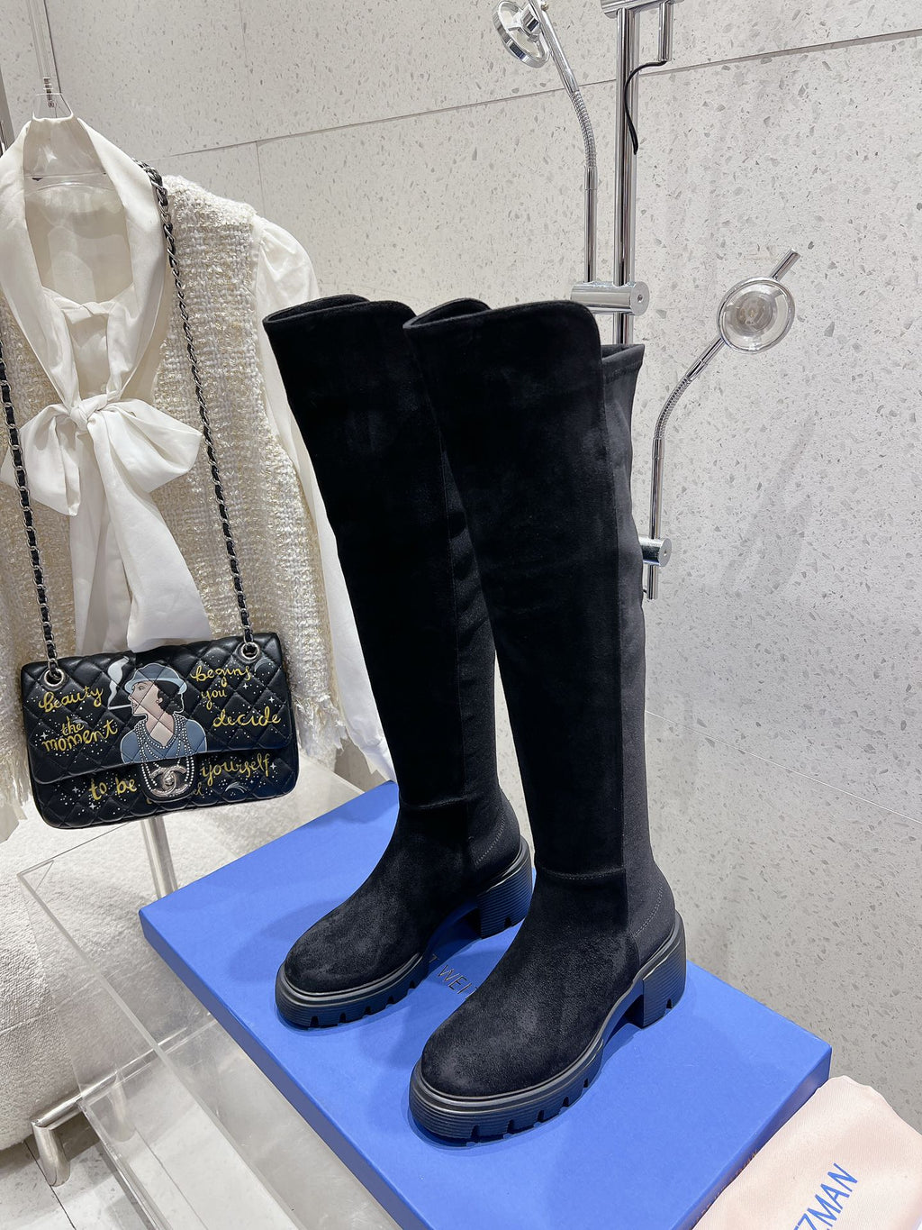 SW Soho Knee-High Boot Black Suede 554357