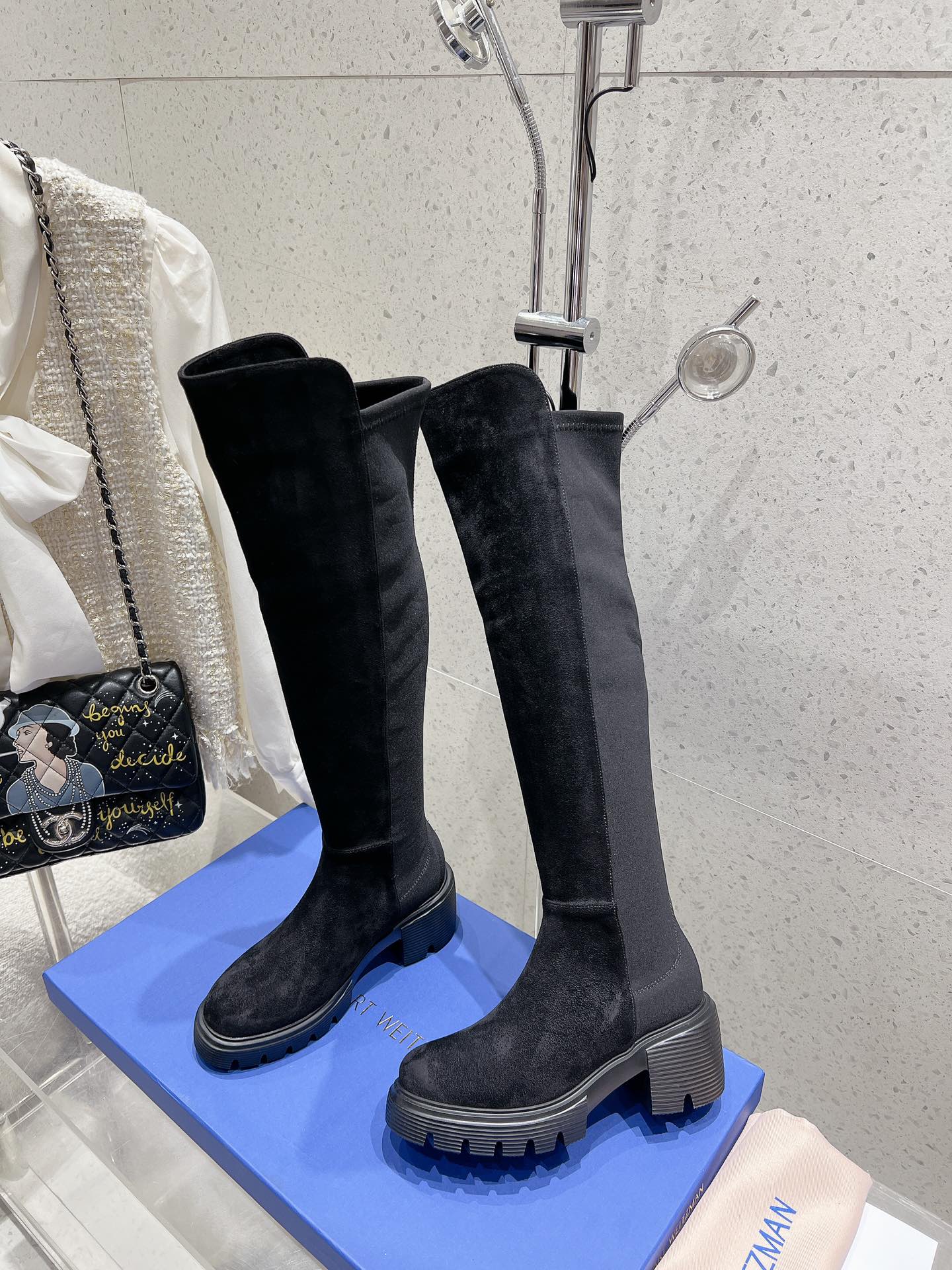 SW Soho Knee-High Boot Black Suede 554357