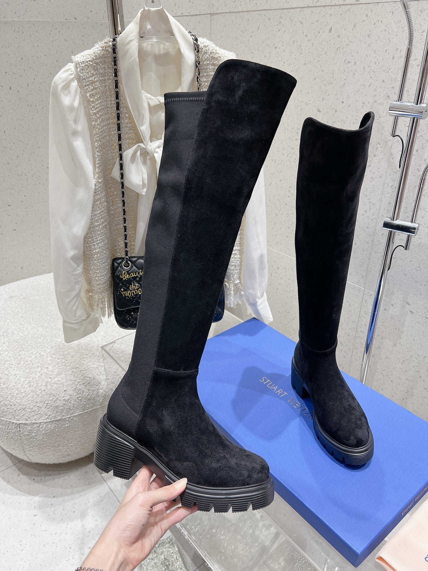 SW Soho Knee-High Boot Black Suede 554357