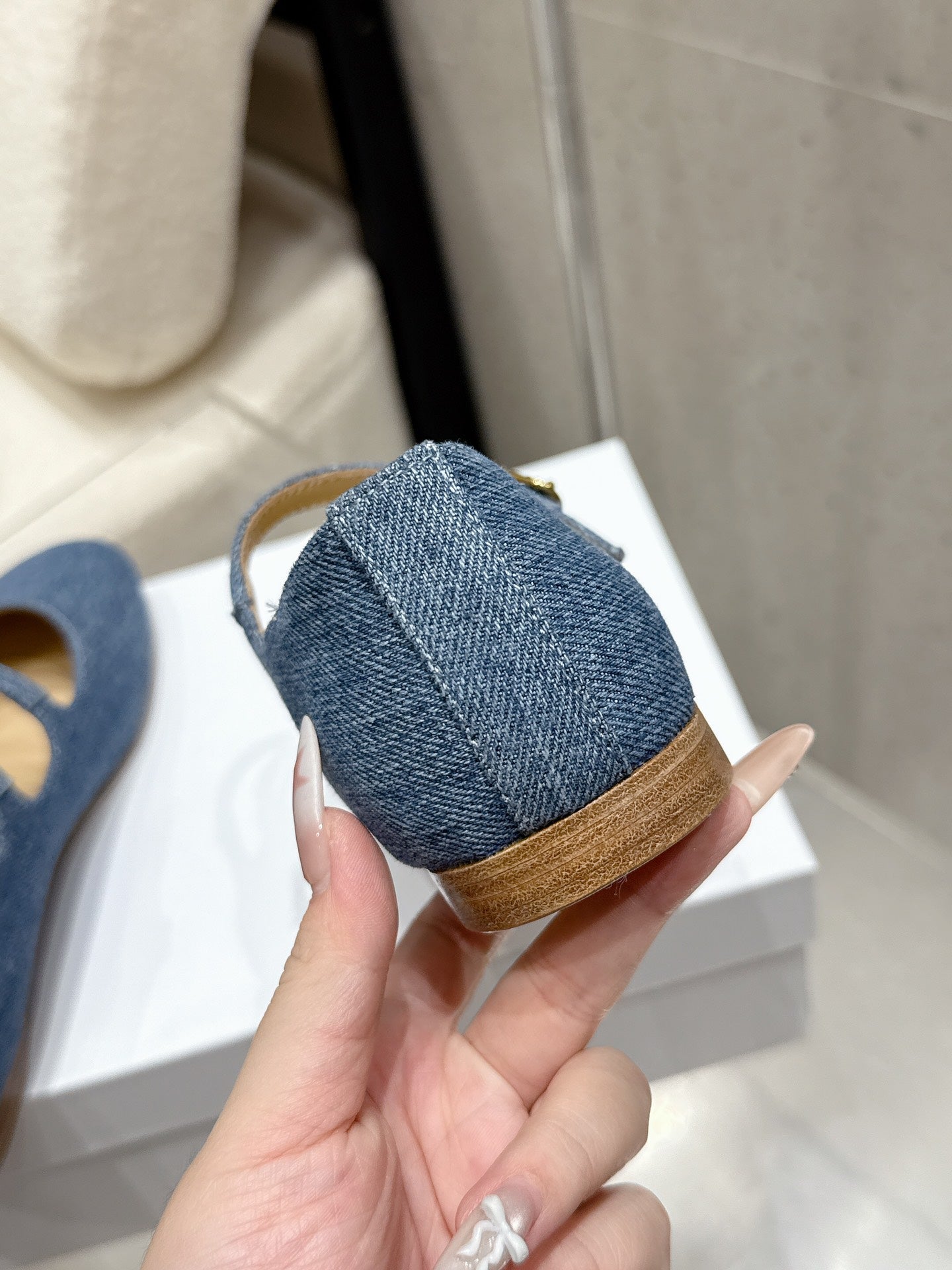 Celine 25 Ballet Flat Leopard Denim Fabric mix Cowhide 554200