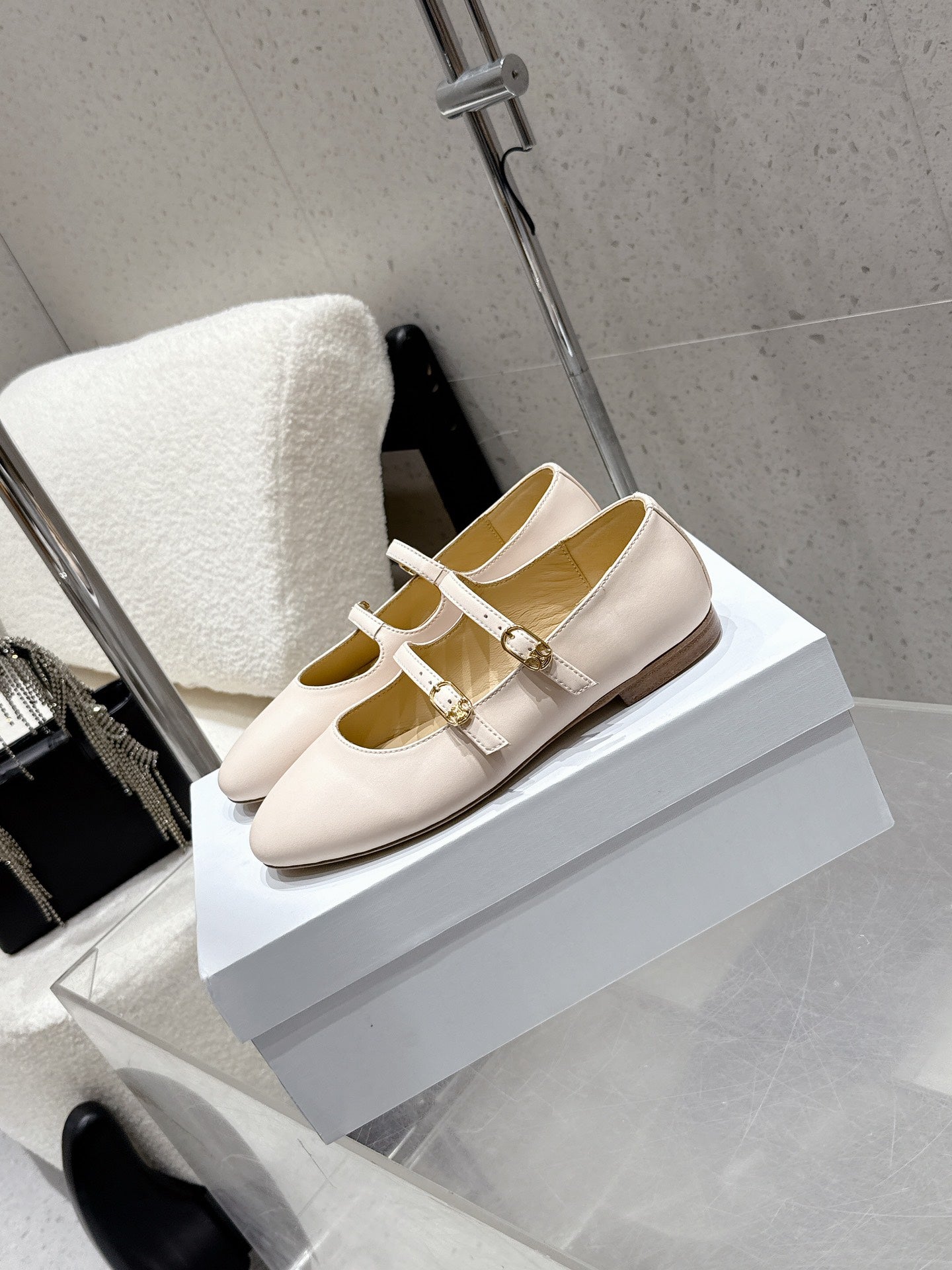 Celine 25 Ballet Flat Beige Cowhide 554202