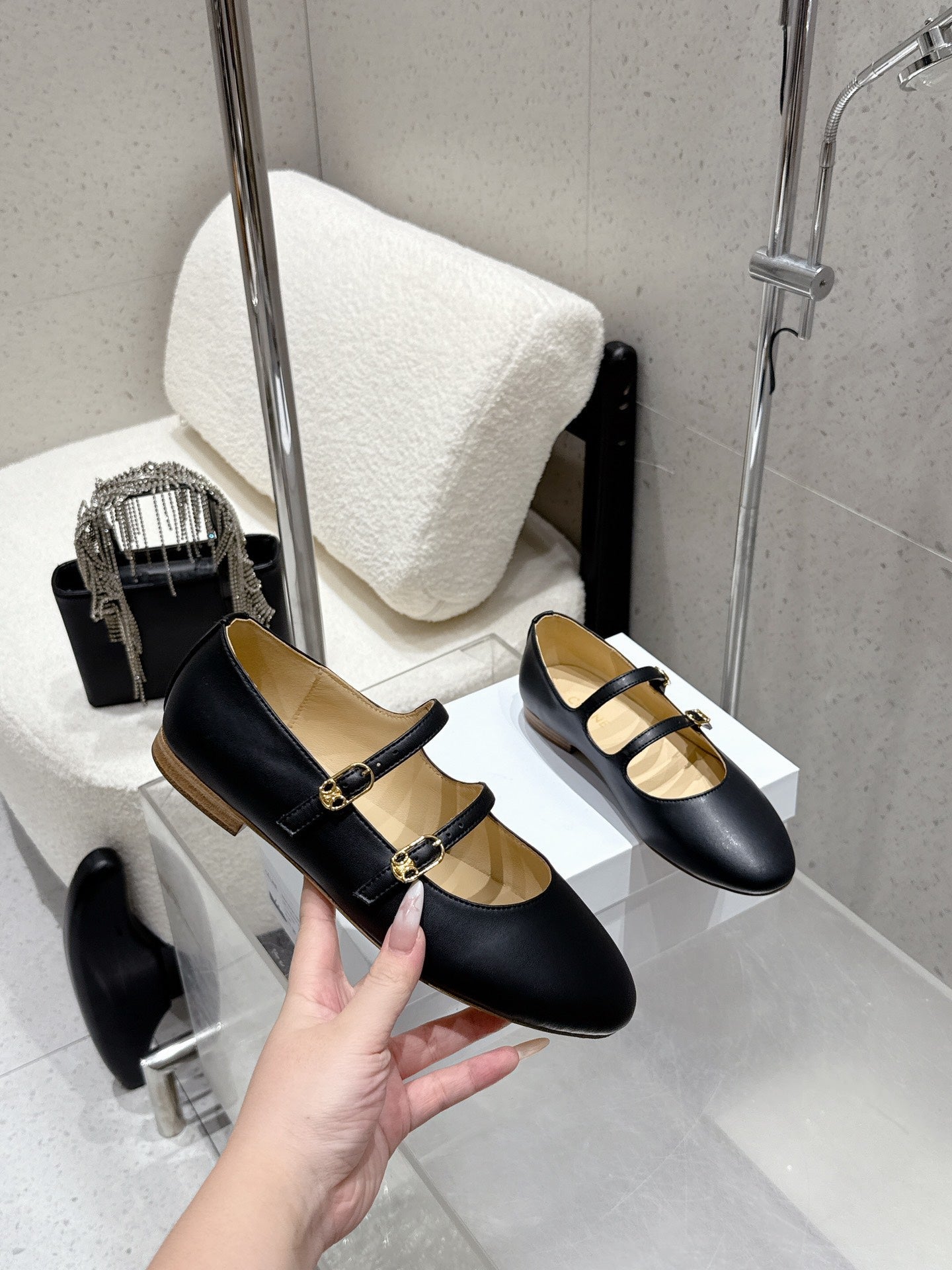 Celine 25 Ballet Flat Black Cowhide 554203