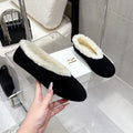 The Row 25ss Ballet Flat Black Nubuck Leather Fur 554385