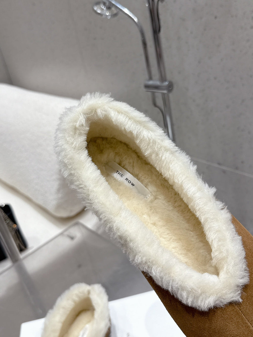 The Row 25ss Ballet Flat Brown Nubuck Leather Fur 554387