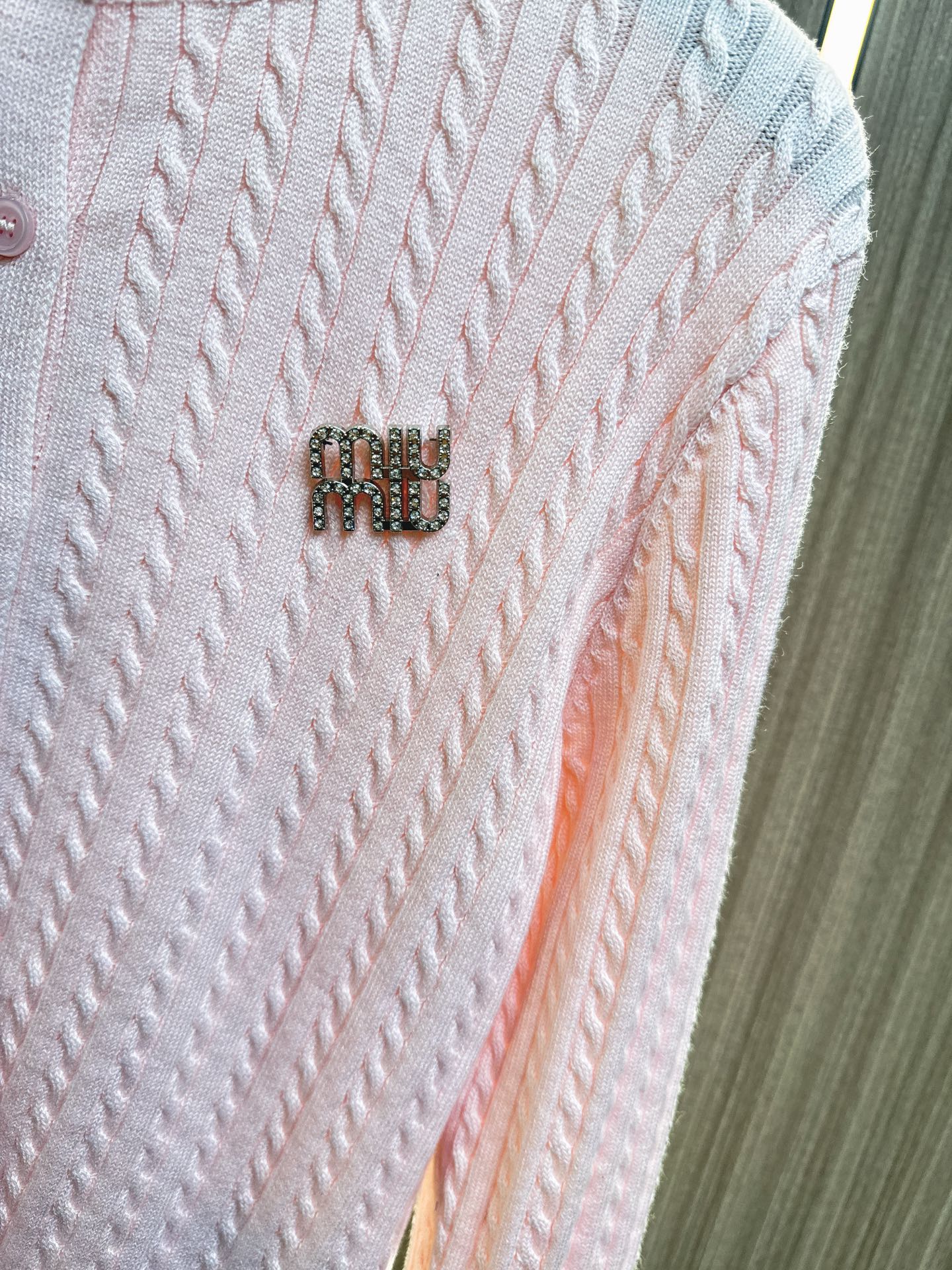 Miumiu 2025 Cardigan With Bow Cuff Cotton Wool