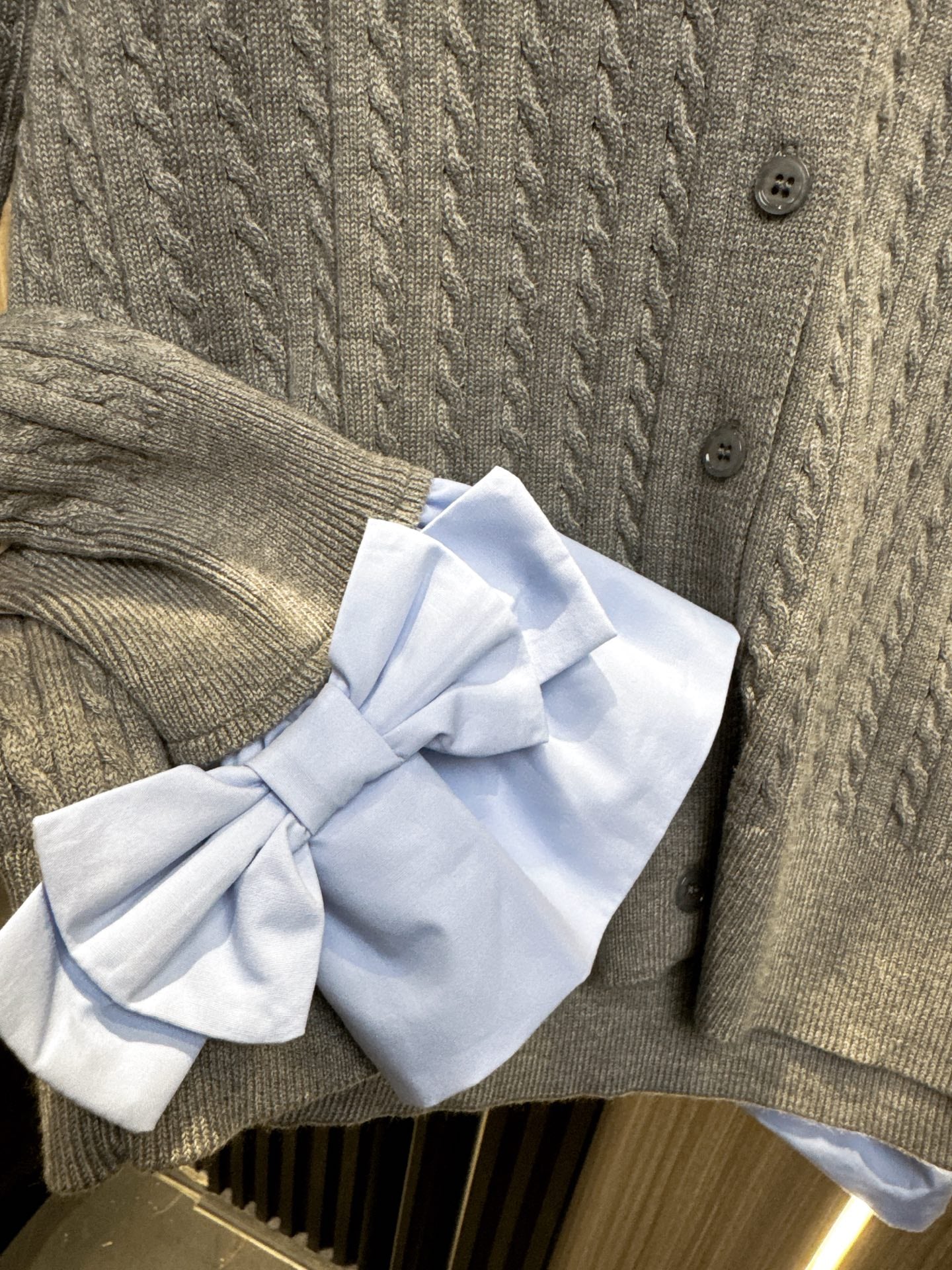 Miumiu 2025 Cardigan With Bow Cuff Cotton Wool