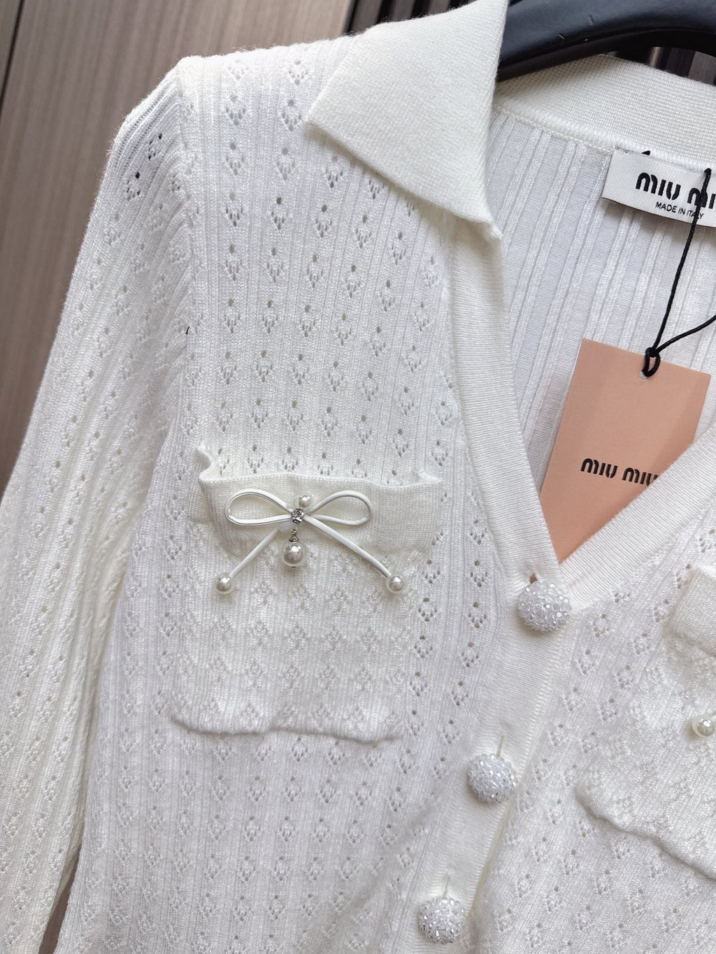 Miumiu 2025 V- Cardigan Cotton Wool