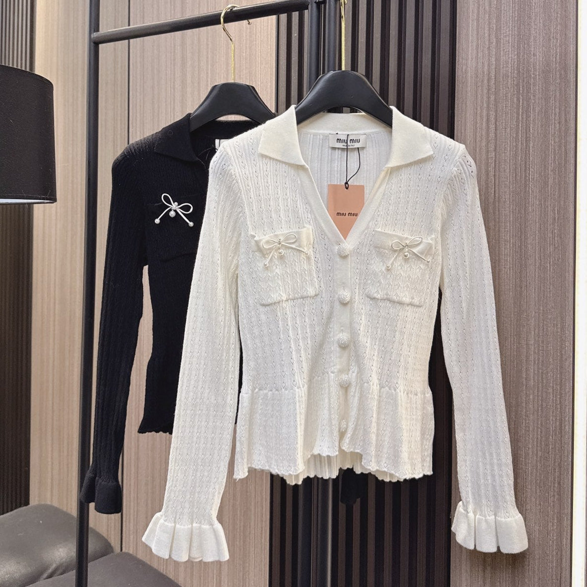 Miumiu 2025 V- Cardigan Cotton Wool