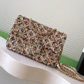 Chanel 2025 Flap Bag 21cm Beige mix Colors Sequin Leather 320284