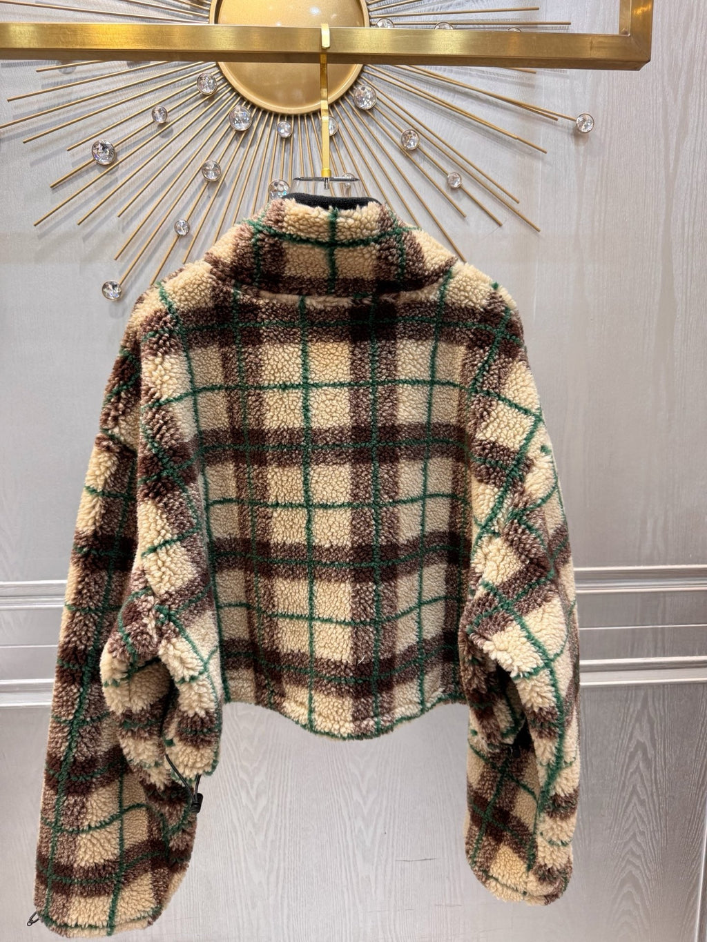 Miumiu 2025 Teddy Fleece Short Jacket Beige Mix Color Wool Polyester