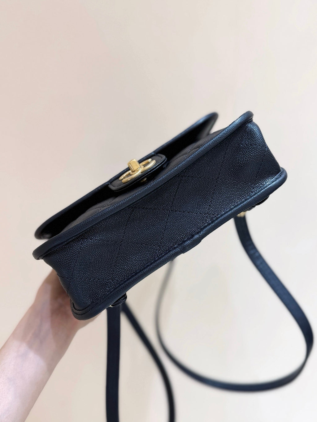 Chanel 2025 Four-Leaf Clover Backpack Black Gold Caviar Leather 342116