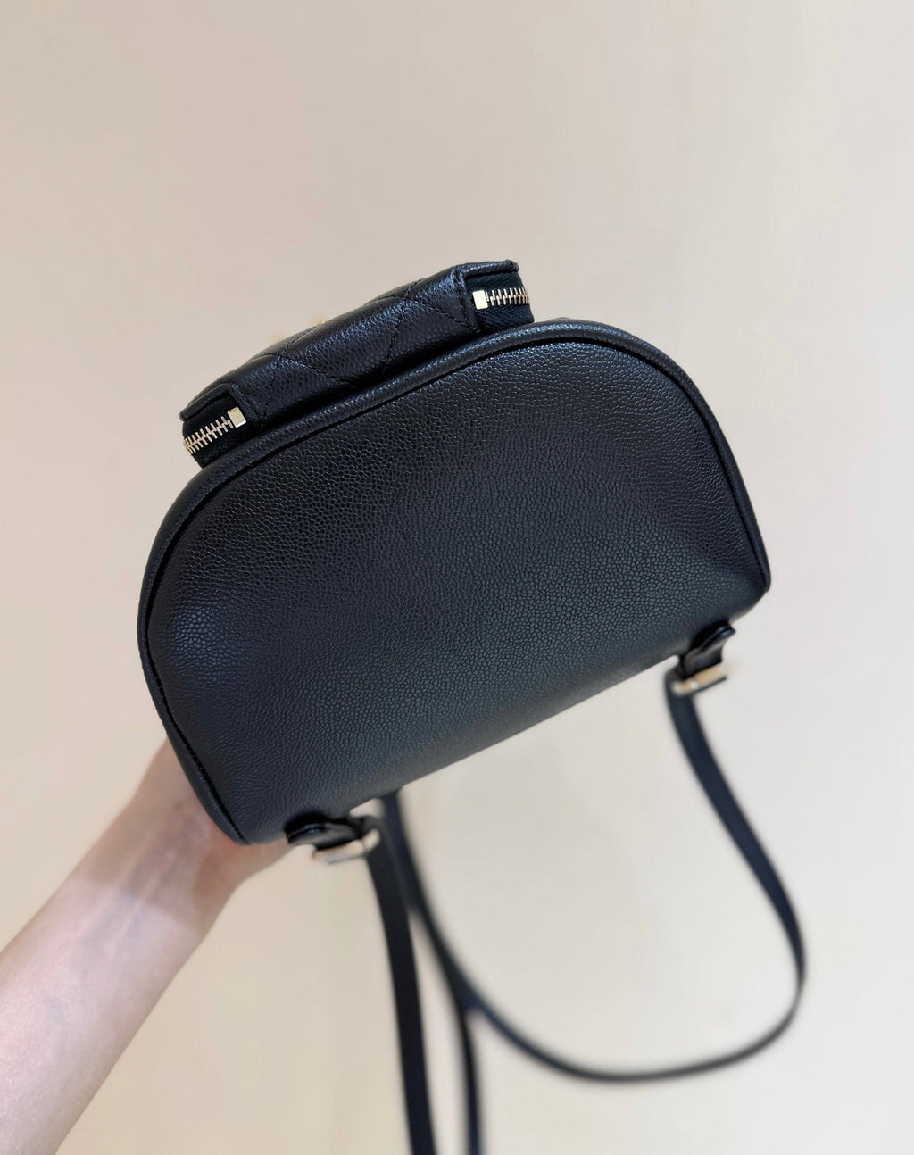 Chanel 2025 Affinity Backpack Black Gold Caviar Leather 343094