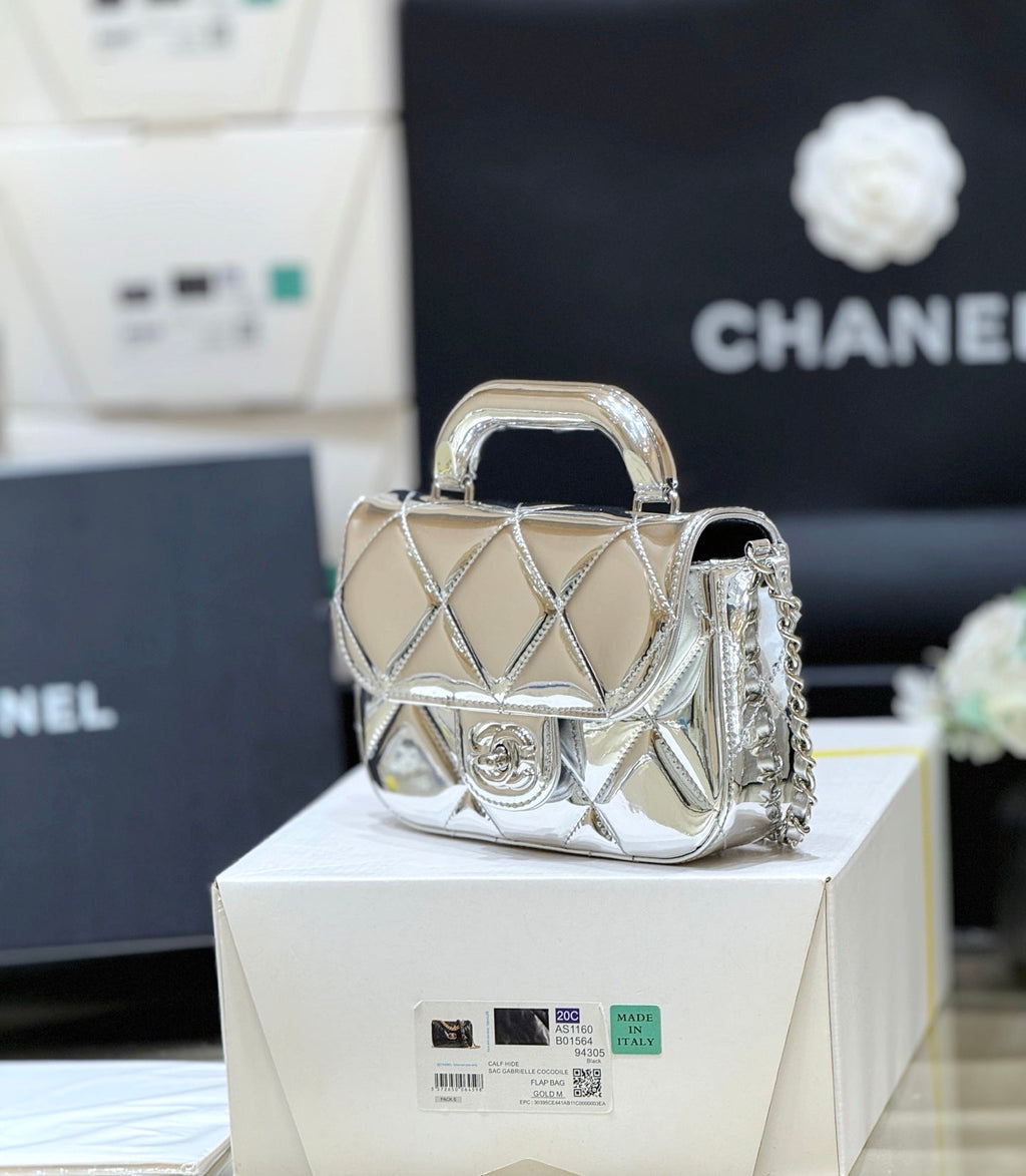 Chanel 2025 Bag Silver Shine Calfskin 345983