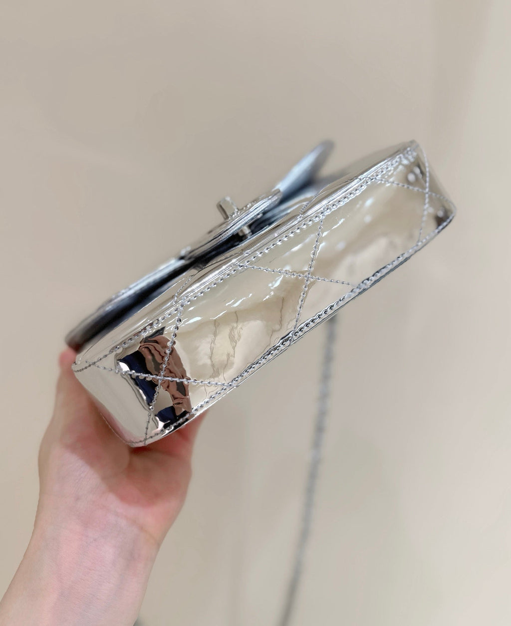 Chanel 2025 Bag Silver Shine Calfskin 345983